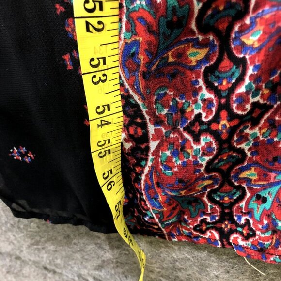 Express Maxi Dress Womens S Black Red Paisley Boho Cami Chiffon Split Front - Picture 11 of 11
